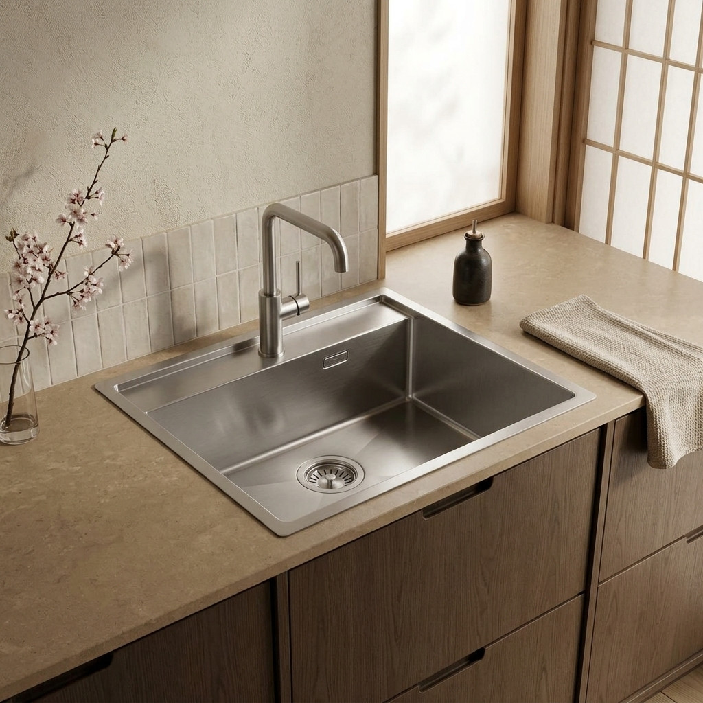 Pure.Sink Luxion Stainless steel sink 51x50 cm Tapwing with tap hole PLX5150T-02